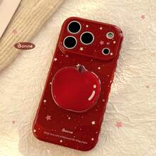 Kavenfort 1pc Maple Sugar Red + Yellow Berry Star + Cute Red Fruit Phone Holder, Compatible With IPhone 17, 15, 16 Pro Max, 12/13, Personalized, Creative, Retro, Geometric, Minimalist, Niche, Ins Style New Year Phone Case - Maple Syrup Red - View 7