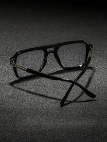 1副男士方形双梁平顶塑料眼镜，个性化港式时尚酷炫现代眼镜，适合日常聚会、派对、度假等场合。 - 彩色 - 查看 8