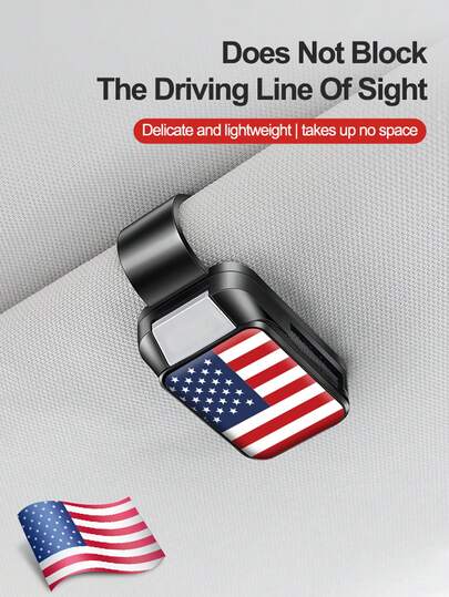 1 Stück neue Sonnenblende mit amerikanischer Flagge Brillenclip, passend für alle Autos, modischer Brillenrahmen mit Brillenhaken, Auto Innenraum Sonnenblende Zubehör und Auto Sonnenblende Brillenaufbewahrung mit amerikanischer Flagge Dekoration