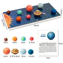 3D Multi-Color Wooden Solar System Puzzle Board, Astronomy & Galaxy Theme Montessori Cognitive Model Wooden Toy, Infant/Toddler/Kids Educational Learning Toy, Multi-Piece Set - Multicolor - View 8