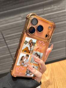 1 Personalized Valentine's Day Exclusive Love Letter Customized Photo Anti Drop Transparent Orange All Inclusive Phone Case, Compatible With IPhone 17/Air/17pro/17promax/16/16pro/16plus/16promax/15/14/13/12/11 And Other Models, Can Be Given As A Valentine's Day Gift For Couples - Orange - View 3