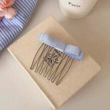 1er-Pack mittelgroße rutschfeste Metall- und Stoff-Haarspangen mit Schleife, minimalistische einfarbige Haarspangen für den täglichen Gebrauch, Hochzeiten, Brautveranstaltungen und Geschenke - Mehrfarbig - Übersicht 8