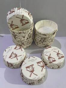 50pcs/100pcs Windmill Round Cake Paper Cups, Heat-Resistant Dessert Paper Cake Liners, Suitable For Wedding, Birthday, Party - Multicolor - View 1