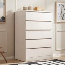 Gabinete Clásico para Dormitorio: 6 Cajones y Estructura Duradera, Almacenamiento Versátil para Hogares - Blanco - Ver 2