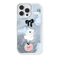 1个冰川漩涡闪光扎染蝴蝶结卡通小狗创意手机壳，兼容 11 12 13 14 15 16 17系列，适合作为礼物送给家人、朋友以及各种节日礼物 - 彩色 - 查看 4