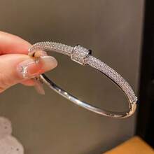 Women's Circular Bracelet In 925 Sterling Silver, Set With Cubic Zirconia And Plated In 18K Gold. - Bạc - Xem 3