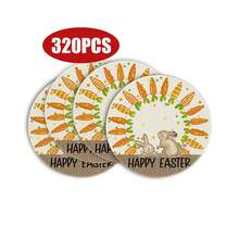 1pc/Set Rabbit, Carrot, Easter Spring Linen Placemat, 35cm Round Seasonal Kitchen Dining Table Decor, Easter Home Decoration - Multicolor - View 8