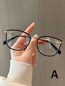 1 件女式 TR90 空心框架透明镜片眼镜，适合旅行、街头摄影、节日装扮、女友礼物 - 彩色 - 查看 12