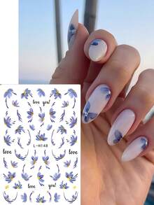 FULL BEAUTY 2片装浅紫色花朵美甲贴纸，法式花瓣，春日优雅，花卉情书，婚礼美甲贴片，适合女性和女孩DIY美甲用品。 - 彩色 - 查看 6