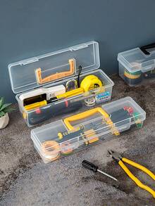 Caja de almacenamiento de herramientas transparente y portátil con múltiples compartimentos, organizador de accesorios como tornillos y llaves para el hogar, caja de clasificación de juguetes, contenedor de almacenamiento portátil con divisiones - Multicolor - Ver 4