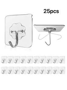 15/25/30/50Pcs Adhesive Heavy Duty Wall Hooks Transparent Reusable Seamless Nail Free Hooks Waterproof And Oilproof,Bathroom Storage,Living Room Accessories,Room Decor,Hooks For Wall,Wall Hanging,Bathroom Kitchen Utility Towel Mug Cups Spatula Can Opener Scissors Hooks - Multicolor - View 10