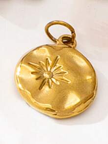 1 Pc 18K Gold Stainless Steel Heart Flower Charm Necklace, Stainless Steel Chain Carabiner Lock Pendant Necklaces With Interchangeable Charms, DIY Charm Jewelry - Multicolor - View 14