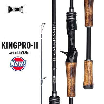  1pc KINGDOM KINGPRO II 1.8m/1.98m Length, 2-Piece, F Action L/ML Spinning Rod, Suitable For Freshwater/Saltwater Bass, Snakehead, Trout, Comfortable Grip