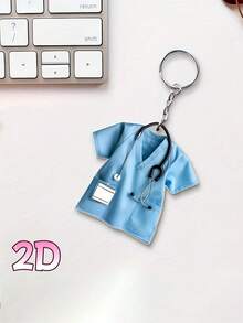 2D个性化护士姓名牌钥匙扣 - 医疗身份识别牌设计，配有听诊器吊坠，经久耐用，医院制服风格，是送给护士、医生和医护人员的理想礼物。坚固而迷人，Y2K美学，时尚休闲，可定制设计，适合送给男士、女士、情侣、家人和朋友，也是周年纪念日的绝佳礼物。 - 彩色 - 查看 2