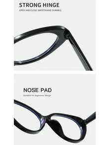 1pc New Cat Eye Rivet Non-Prescription Glasses Glasses, Fashion & Versatile - Black - View 3