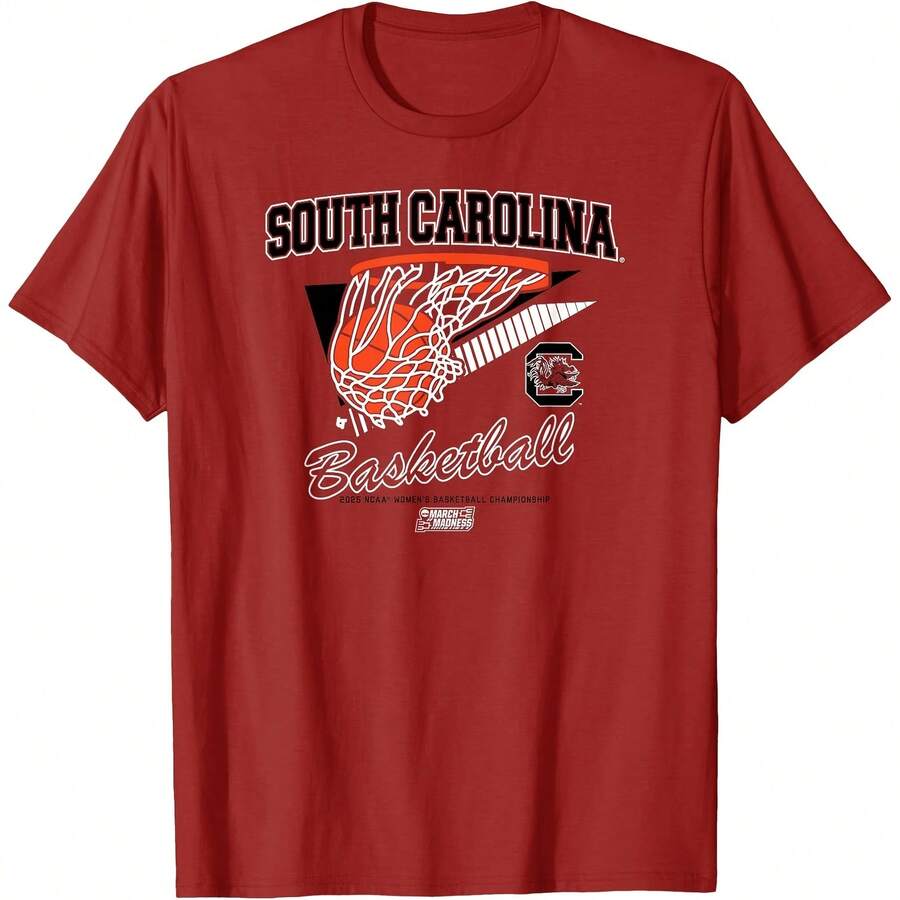South Carolina Gks Basketball 2025 March Madness NCAA T-Shirt All Seasons,220g Pure Cotton Single-Sided Printed Crew Neck Short-Sleeved T-Shirt,Unisex Top,Base Layer - Màu 10 - Xem 1