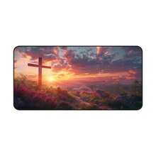 Sunset Cross Desk Mat: Religious Christian Mouse Pad - Size - View 4
