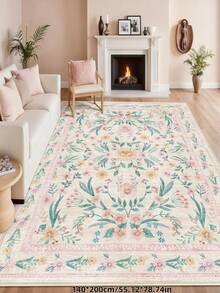 Thảm trải sàn màu hồng cổ điển phong cách Boho sang trọng, mềm mại và bông xốp, chống trơn trượt và có thể giặt máy, bề mặt nhung + lớp lót TPR, phù hợp cho phòng khách, phòng ngủ, hành lang, thiết kế cung điện Ba Tư thanh lịch với các yếu tố Baroque, thảm trong nhà | Đế chống trơn trượt - Màu Hồng baby - Xem 7
