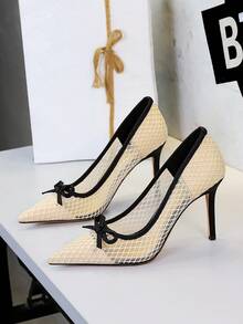 Sexy Lace Pointed Toe Mesh High Heel Pumps, Nightclub Style, Suitable For Party And Formal Occasions,Stiletto Heels - White - View 6