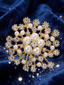 1 pezzo Elegante spilla a fiore portafortuna, accessorio di moda unico per eventi formali, affascinante e grazioso, adatto come regalo di matrimonio - Dorato - Visualizzare 4