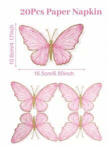 40张粉色蝴蝶图案一次性纸巾，粉色蝴蝶主题纸巾，适用于蝴蝶主题生日派对装饰、婚礼装饰、婴儿派对装饰、家居装饰、桌面装饰、蝴蝶装饰、派对用品、婚礼用品 - 粉紅色蝴蝶 - 查看 14