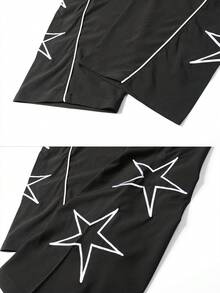 Men's Star Pattern Casual Sports Pants, 4-Season Wear - Black - View 5