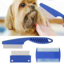 6pcs Stainless Steel Fine Tooth Lice Comb Pet Grooming Brush Set, Includes Flea Comb, Tear Stain Remover, Deshedding Brush, Suitable For Dogs, Cats And Other Pets - Multicolor - View 7