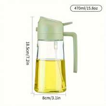 1pc 2-In-1 Dual-Use Oil Dispenser & Sprayer, High Borosilicate Glass Bottle With Non-Drip Spout & Gravity Sensor Lid, Mess-Free Kitchen Cooking Tool For Air Fryer, BBQ, Salad, Easy To Clean - Màu xanh Bạc hà - Xem 7