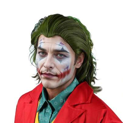 Men's Short Green Wig, Men's Clown Wig, 70s 80s Men's Cosplay Halloween Costume Wig