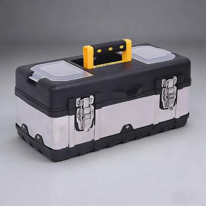 All-Rounder Duty Toolbox With Removable Tray, Stainless Steel  Tool Storage Case For Garage Car Home