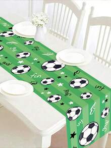 1pc Football Table Runner, Size 180*35cm, Polyester Tablecloth, Football Party Decor, Football Match Decor, Sports Theme Birthday Party Supplies, World Cup Home Decor, Kitchen Decor, Baby Party Decor, Tabletop Decor, Room Decor, Ideal For Football Fans, Football Party Favors, 2026 World Cup Decoration - Football - View 9