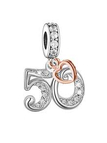 925 Sterling Silver Minimalist Heart Shaped Numeric Pendant, Unisex Birthday Gift - Silver - View 17