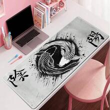 1 Stück Ewiger Fluss - Yin Yang Koi Schreibtischunterlage, coole moderne japanische Tuschmalerei Mauspad, großes Gaming Mauspad, Zen minimalistischer Büro-Dekor Gaming Büro Computer Schreibtischunterlage mit rutschfester Basis und umsäumten Kanten, geeignet für Gaming und Büro - Verschiedenfarbig - Übersicht 4