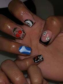 Bộ 24 miếng dán móng tay kiểu Pháp hình vuông ngắn phong cách Y2K họa tiết da báo, bao gồm các họa tiết hoa 3D, hình bích và hình trái tim, thích hợp cho ngày Valentine, vừa khít với móng giả, kèm theo 1 lọ keo dán và 1 dũa móng, phù hợp cho cuộc sống hàng ngày của phụ nữ và các bữa tiệc khác nhau. - Nhiều màu - Xem 8