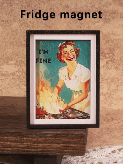 1 pezzo Calamita da frigo in legno, cornice portafoto magnetica, calamita da frigo con motivo divertente, regalo perfetto, decorazione per la casa!