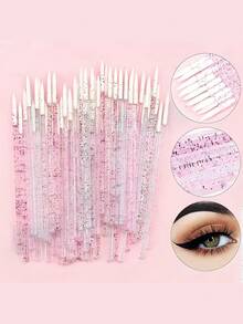 100/50pcs Disposable Eyeliner Brushes, With Fine Fiber Brush Heads, Can Be Used As Eyeliner Brushes, Nail Art Brushes, Makeup Wands, Professional Mini Makeup Tools, Eyebrow Brushes, Eyeshadow Brushes, Eyelash Brushes, And Spiral Brushes. - Multicolor - View 6