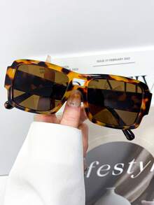 新款时尚百搭双梁方形个性化眼镜，日常复古女式街头风眼镜，高品质日常度假海滩简约休闲复古眼镜 - 彩色 - 查看 13