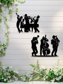 经典爵士乐队金属墙饰，剪影音乐家悬挂艺术乐器风格金属工艺品，适用于家居和花园，是送给音乐爱好者的独特礼物，也适合乔迁、音乐学校、咖啡馆、酒吧装饰，无需用电，适合圣诞节、万圣节、感恩节、圣帕特里克节、毕业典礼等场合。 - 111 - 查看 6
