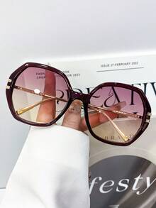 新款时尚百搭多边形金属复古女式眼镜，简约日常度假高品质街头风男女通用派对海滩度假个性化眼镜 - 彩色 - 查看 16