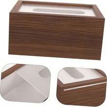 Elegant Faux Wood Tissue Box, Acrylic Dustproof Cover, Home/Restaurant/Living Room Paper Towel Holder - Multicolor - View 6