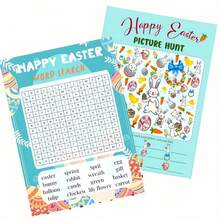 5pcs/10pcs/20pcs Easter Party Game Set Cards - Paper Double-Sided Single-Word Search And Picture Search Events - Multicolor - View 1