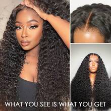 30 Inch Deep Wave Lace Front Wigs Human Hair 200 Density 13x4 13x6 Transparent HD Lace Frontal Wigs Human Hair Pre Plucked Kinky Curly Wig Glueless Wigs For Women Natural Black Color 8-34 Inches Jerry Curly Bob Wig Free Part Water Wave Long Deep Curly Human Hair Wig For Daily Use - Natural Black - 查看 5