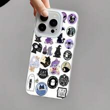 Funda para teléfono con diseño de bruja y gato, compatible con fundas ,  17,  16 Pro Max,  15 Pro Max,  13 y  12. Protege contra golpes y caídas. Un regalo ideal para familiares, amigos, pareja, novios/novias y para Halloween. - transparente - Ver 5