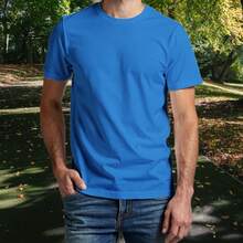 Camiseta Bege Caqui Lisa Básica De Algodão Estilo E Conforto - Azul - Visão 5