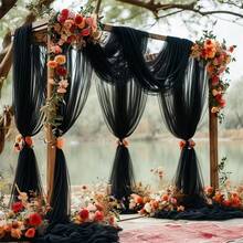 1 Rollo de Tul Transparente, Adecuado para Arco de Boda DIY, Decoración, Cortinas, Ropa, Decoración del Hogar, Ceremonia de Boda, Decoración de Sillas, Fondo Transparente para Boda, Fiesta, Decoración de Techo - Negro - Ver 4