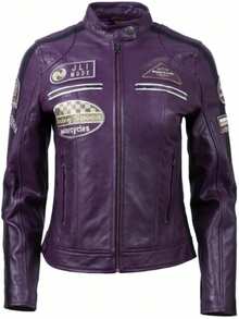 AVIATRIX Women's Real Leather Biker Jacket Purple QOOC - Purple - View 1