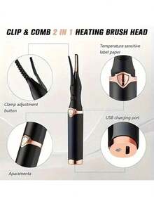 Elektryczna zalotka do rzęs – zasilanie przez USB, 3 ustawienia temperatury, szybkie nagrzewanie wstępne w 10 sekund, długotrwałe podkręcenie, bateria litowo-polimerowa, ergonomiczny uchwyt – przenośne narzędzie do makijażu, odpowiednie do użytku domowego i w podróży, gadżet do makijażu dla kobiet, modny design, wytrzymały materiał, pojemność baterii 100 mAh - Wielokolorowe - Zobacz 5