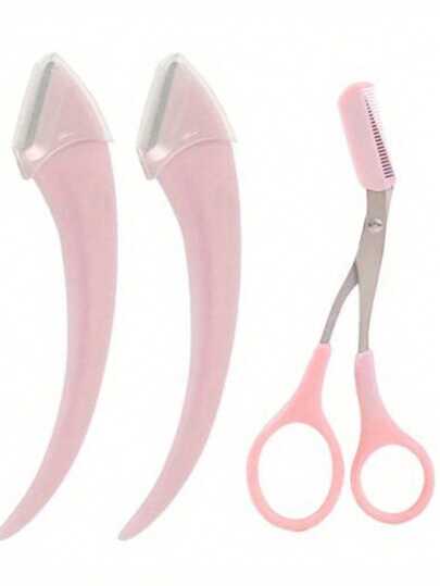 New Bent Moon Eyebrow Trimming Tool Set With Eyebrow Comb & Trimmer Eyebrow Scissors Macro Shaver, Perfect Tool For Eyebrow Trimming, Better Control Of Length, Trimming Eyebrows, Home Grooming Gadgets, Depilatory Scissors With Mini Comb, Facial Hair Removal, Trimmer, Hairdresser's Supplies,Wear Resistant