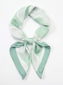 1 buah Syal Persegi Bermotif Sederhana 70cm, Bandana Musim Semi Baru untuk Wanita, Sabuk Pinggang Serbaguna, Dekorasi Tas, Ikat Kepala, Syal Leher Modis - Mint Green - View 5