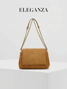 1 pieza Bolso de hombro minimalista de camel, bolso hobo vintage de ante sintético bordado de gran capacidad, adecuado para viajes, uso casual, ir al trabajo, compras, fiestas, negocios, diario, escuela, combinando con camisas, jeans, vestidos, camisetas, abrigos, trajes, chaquetas acolchadas, chaquetas coordinadas de ante sintético - Camel - Ver 1